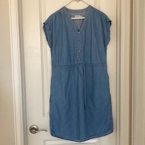 Light Blue, V Neck, Tie Waist, Size Small, Loose Fit, Midi Dress
